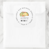 Taco shop Help our Business Grow Social media Quadratischer Aufkleber (Tasche)