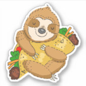 Taco Sloth Cartoon Funny Illustration Aufkleber (Vorderseite)