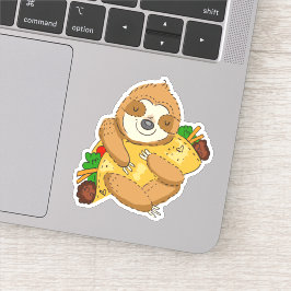 Taco Sloth Cartoon Funny Illustration Aufkleber