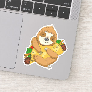 Taco Sloth Cartoon Funny Illustration Aufkleber