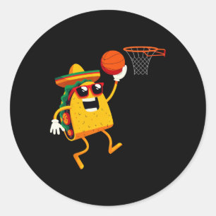 Taco spielendes Skelett für Cinco De Mayo-Feier Runder Aufkleber