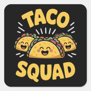 Taco Squad - Fun Fiesta Crew Quadratischer Aufkleber