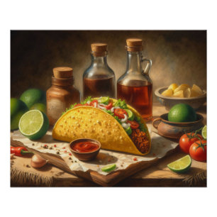 Taco-Stillleben im Vintage-Stil Poster