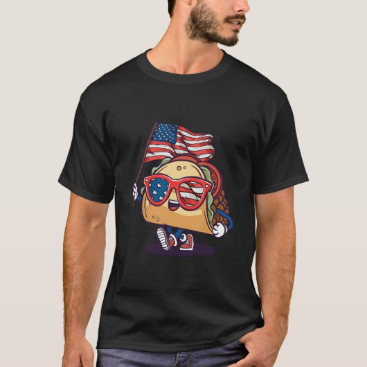 Taco Sunglasses American Flag Usa 4Th Of July T-Shirt (Vorderseite)