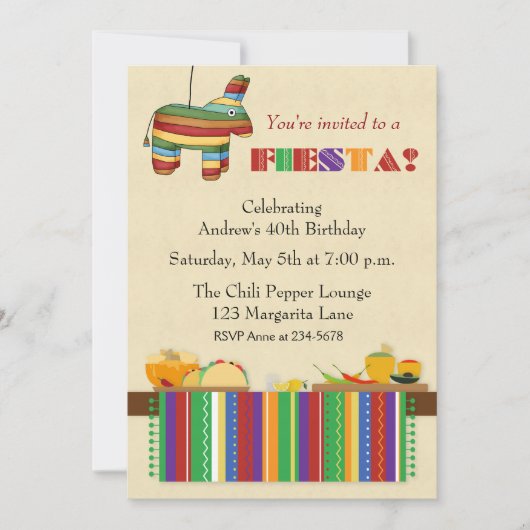 Taco-Tabellen-Fiesta Einladung (Vorderseite)