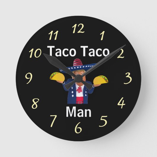 Taco Taco Man Clock Runde Wanduhr (Vorderseite)