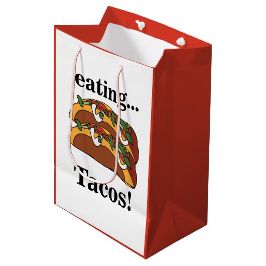 Taco Tacos Funny Birthday Mittlere Geschenktüte (Vorderseite Schrägansicht)