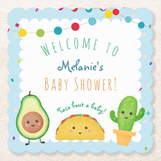 Taco-Thema | Thema Fiesta | bunte Babydusche Untersetzer (Vorderseite)