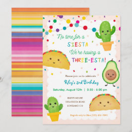 Taco-Themeneinladung zum dritten Geburtstag - Drei Einladung
