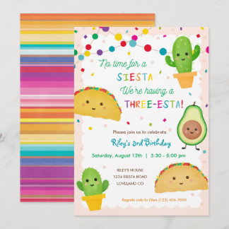 Taco-Themeneinladung zum dritten Geburtstag - Drei Einladung