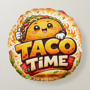 Taco Time - Fiesta Fiasco - Foodie Fiends Rundes Kissen