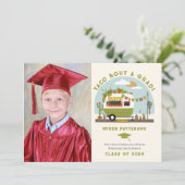 Taco Truck Green Foto Kinder Abschluss Karte (Stehend Vorderseite)