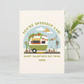 Taco Truck Pun Green Camper Schule Valentine Karte (Stehend Vorderseite)
