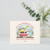 Taco Truck Pun Pink Camper Schule Valentine Postkarte (Stehend Vorderseite)