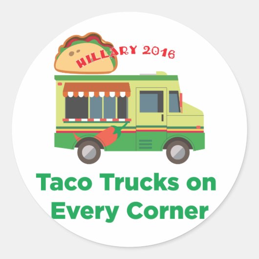 Taco Trucks an jeder Ecke: Hillary 2016 Sticker (Vorderseite)