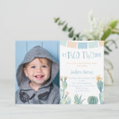 Taco TWOsday Boy 2. Geburtstag Party Picture Einladung (Stehend Vorderseite)