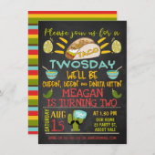 Taco Twosday Chalkboard 2. Geburtstag Einladung (Vorne/Hinten)