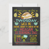 Taco Twosday Chalkboard 2. Geburtstag Einladung (Vorderseite)