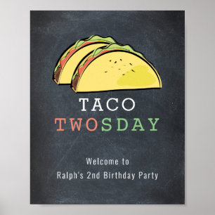 Taco Twosday Chalkboard Geburtstag Begrüßungszeich Poster