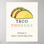 Taco Twosday Cream Birthday Willkommenszeichen Poster (Vorne)