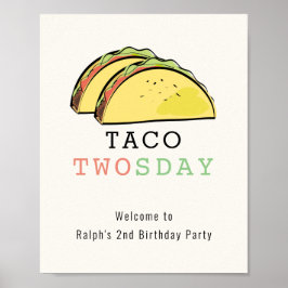 Taco Twosday Cream Birthday Willkommenszeichen Poster
