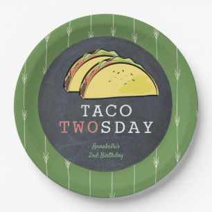 Taco Twosday Dienstag Chalkboard 2. Geburtstag Pappteller