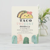 Taco Twosday Dienstag Kawaii Girl 2. Geburtstag Einladung (Stehend Vorderseite)