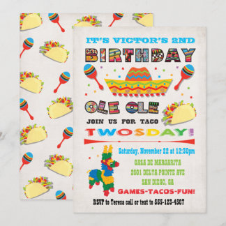 Taco Twosday Dienstag mexikanische Fiesta 2. Gebur Einladung