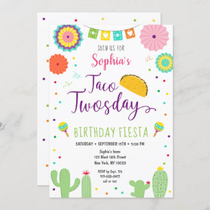 Taco Twosday Fiesta Cactus Birthday Einladung