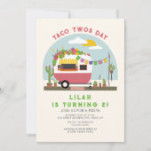 Taco Twosday Girls 2. Geburtstag Einladung Pink (Vorderseite)