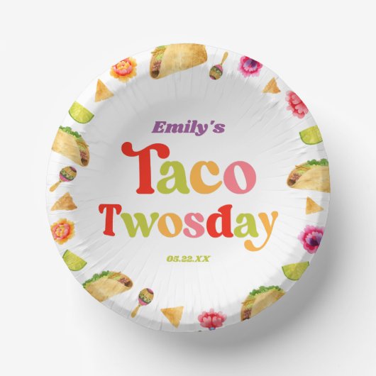 Taco Twosday Taco Dienstag, 2. Geburtstag Party Pappteller (Vorderseite)