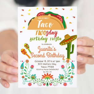 Taco TWOStag 2. Geburtstag Party Fiesta Card Einladung