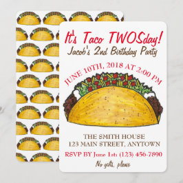 Taco TWOStag Dienstag, 2. Geburtstag Party Fiesta Einladung