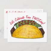 Taco TWOStag Dienstag, 2. Geburtstag Party Fiesta Einladungspostkarte (Vorne/Hinten)