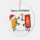 Taco u. scharfe Soße - frohe Weihnachten! Keramikornament (Links)