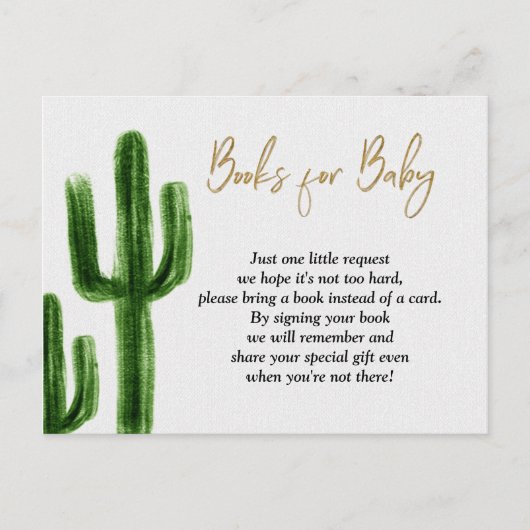 Taco über Baby Cactus Baby Shower Books Einladungspostkarte (Vorderseite)