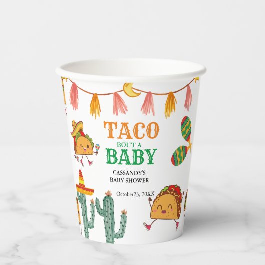 Taco über Baby Mexican Baby Shower bevorzugt Pappbecher (Vorderseite)