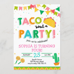 Taco "über das Party Girl Fiesta Geburtstag Rosa Einladung