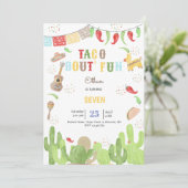 Taco über den lustigen Fiesta mexicanischer Geburt Einladung (Stehend Vorderseite)
