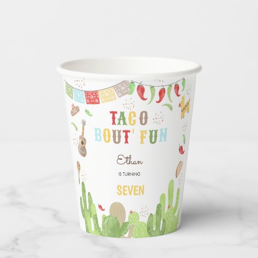 Taco über den lustigen Fiesta mexicanischer Geburt Pappbecher (Rückseite)