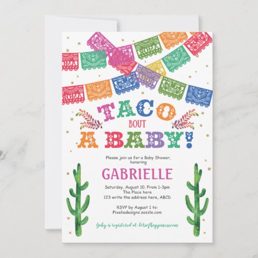 Taco über ein Baby, Fiesta Babydusche Einladung (Vorderseite)