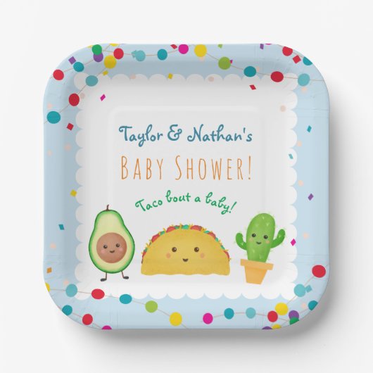 Taco über ein Baby! Taco-Babybrause Pappteller (Vorderseite)
