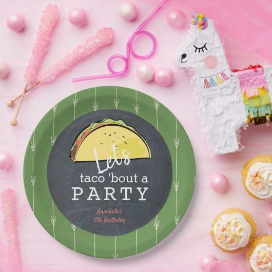 Taco über ein Party-Chalkboard Fiesta zum Geburtst Pappteller (Party)