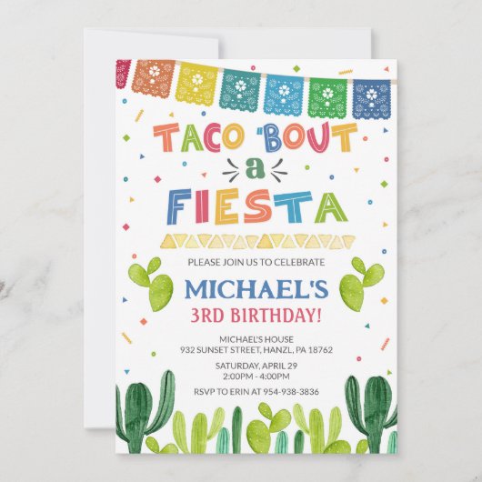 Taco über eine Fiesta-Einladung Einladung (Vorderseite)