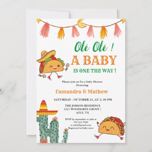 Taco über eine mexikanische Baby-Dusche Einladung (Vorderseite)