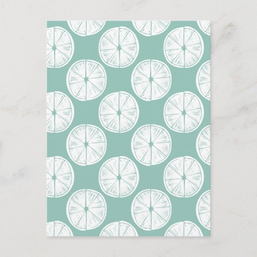 Taco über Liebe | Aquamarines Limones Muster Postkarte (Vorderseite)