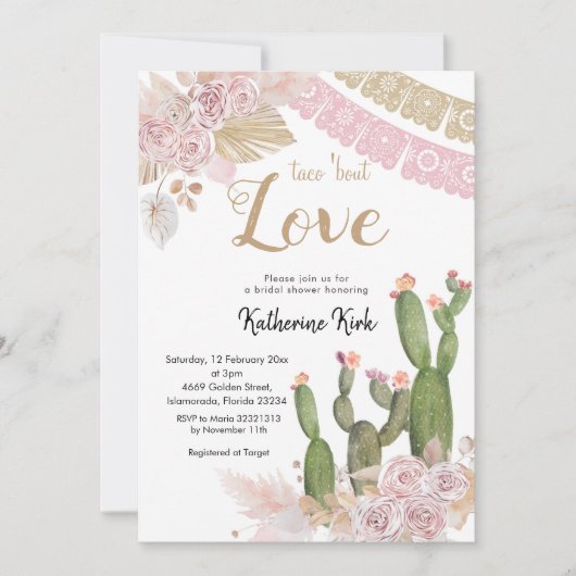 Taco über Liebe Brautdusche Einladung (Vorderseite)