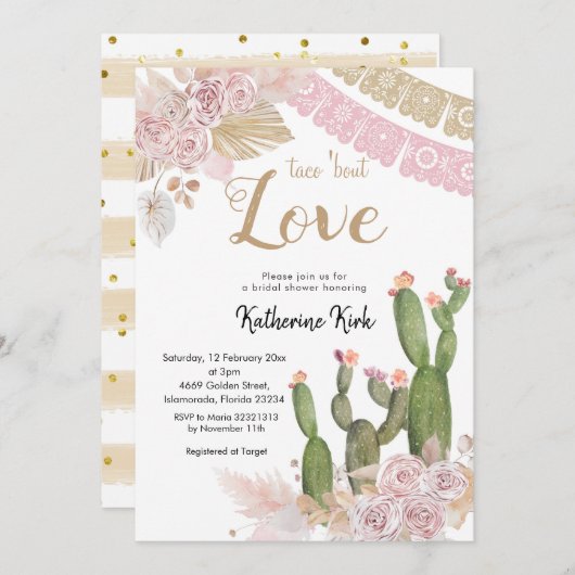 Taco über Liebe Brautdusche Einladung (Vorne/Hinten)