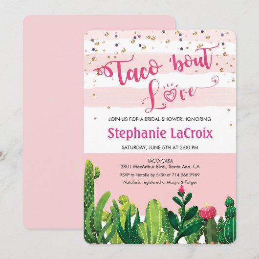 Taco über Liebe Brautdusche Einladung (Vorne/Hinten)