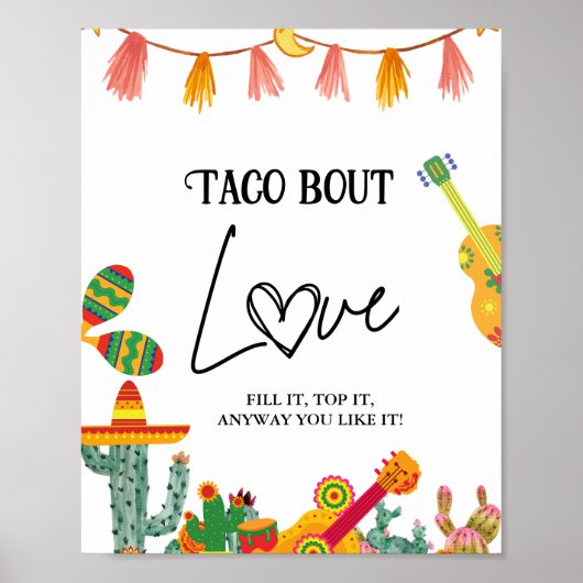 Taco über Liebe Kakteen Taco Bar Sign Poster (Vorne)